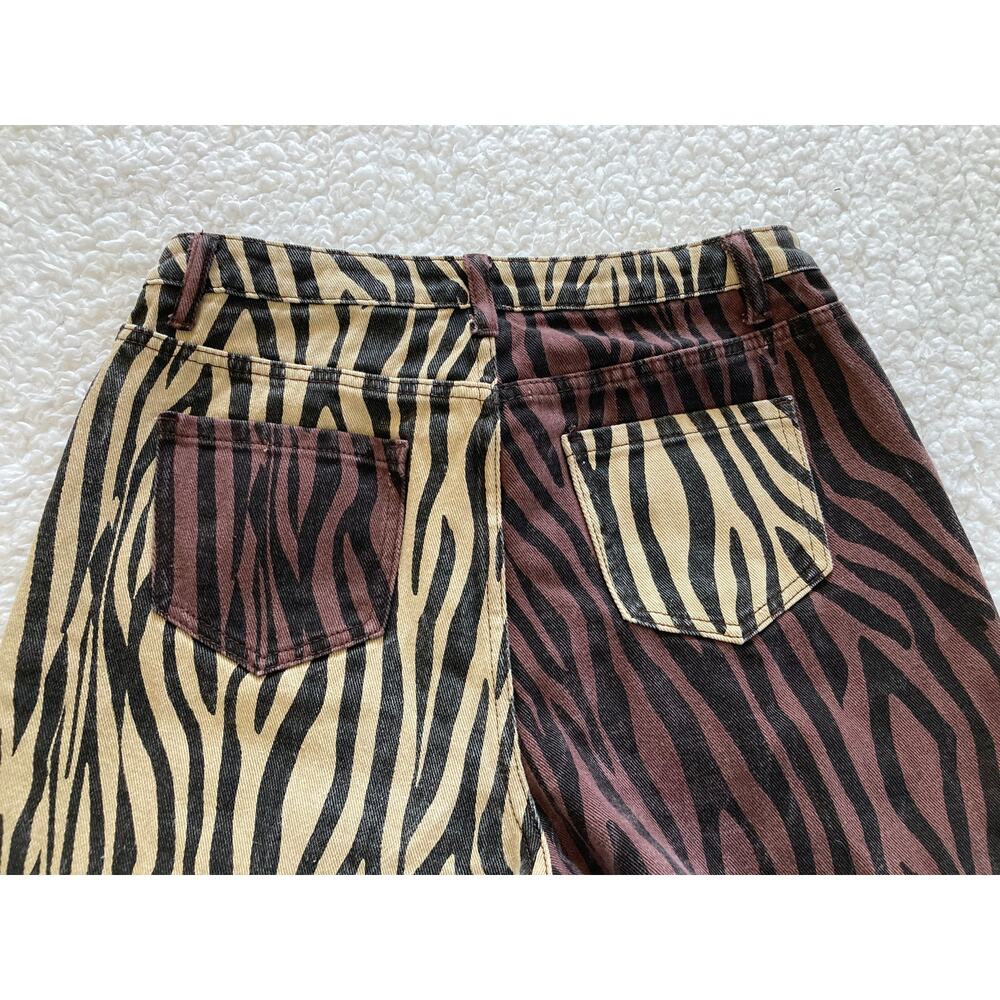 Bailey Rose women's zebra two tone brown/tan denim jeans, size large - Picture 2 of 9